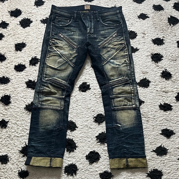 PRPS Other - PRPS W30 Men's Dark Blue and Tan Relaxed distressed Jeans